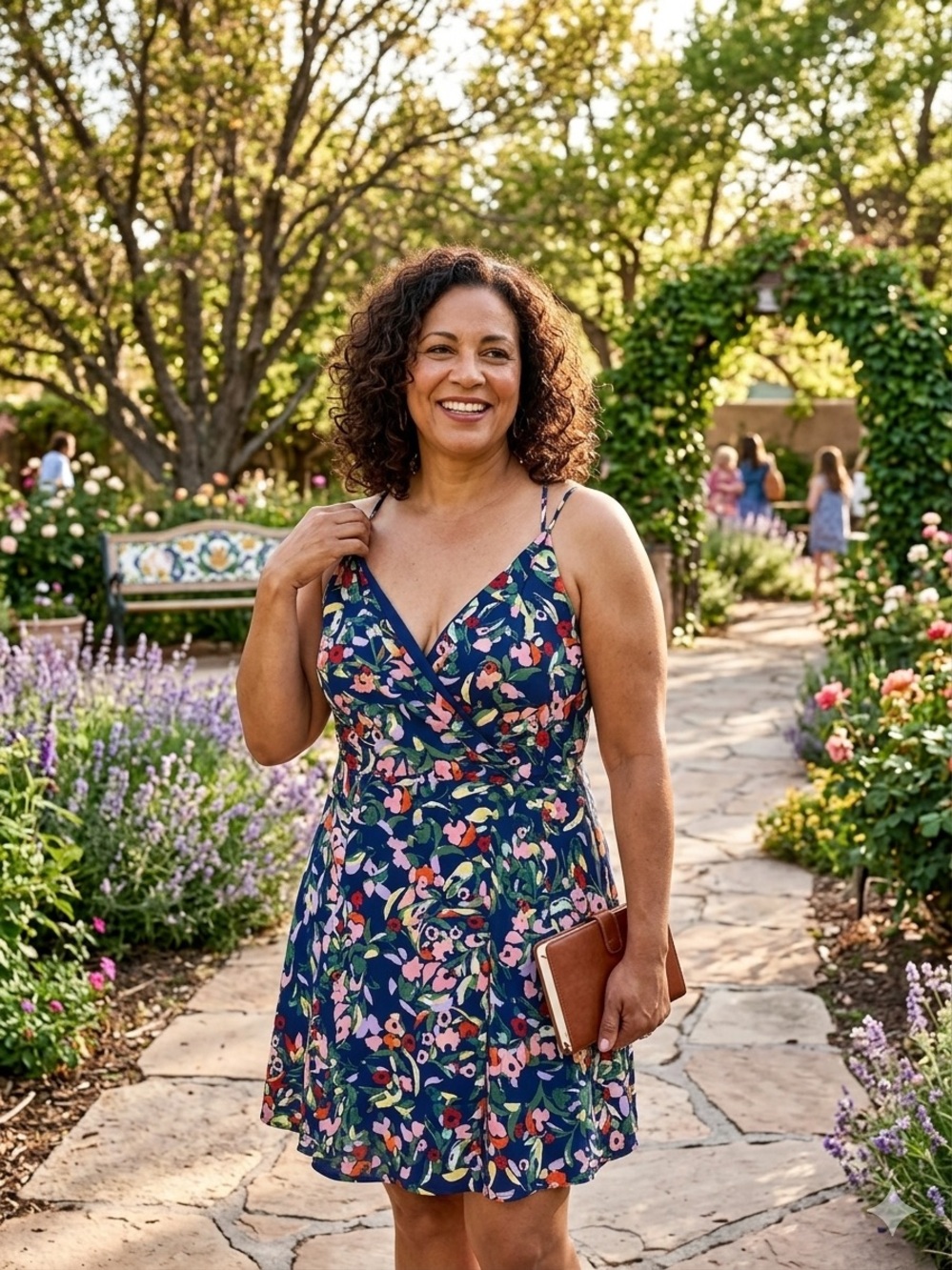 Lulu's Navy Floral Dress with Multicolor Print - Picture 1 of 5